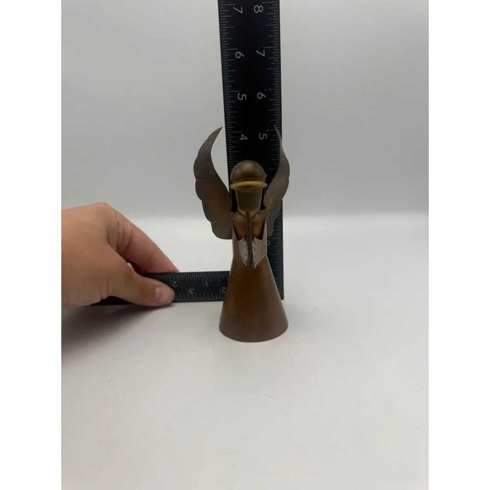 Vintage Copper Brass Angel Candle Holder Folk Art Metal Figurine Christmas Decor